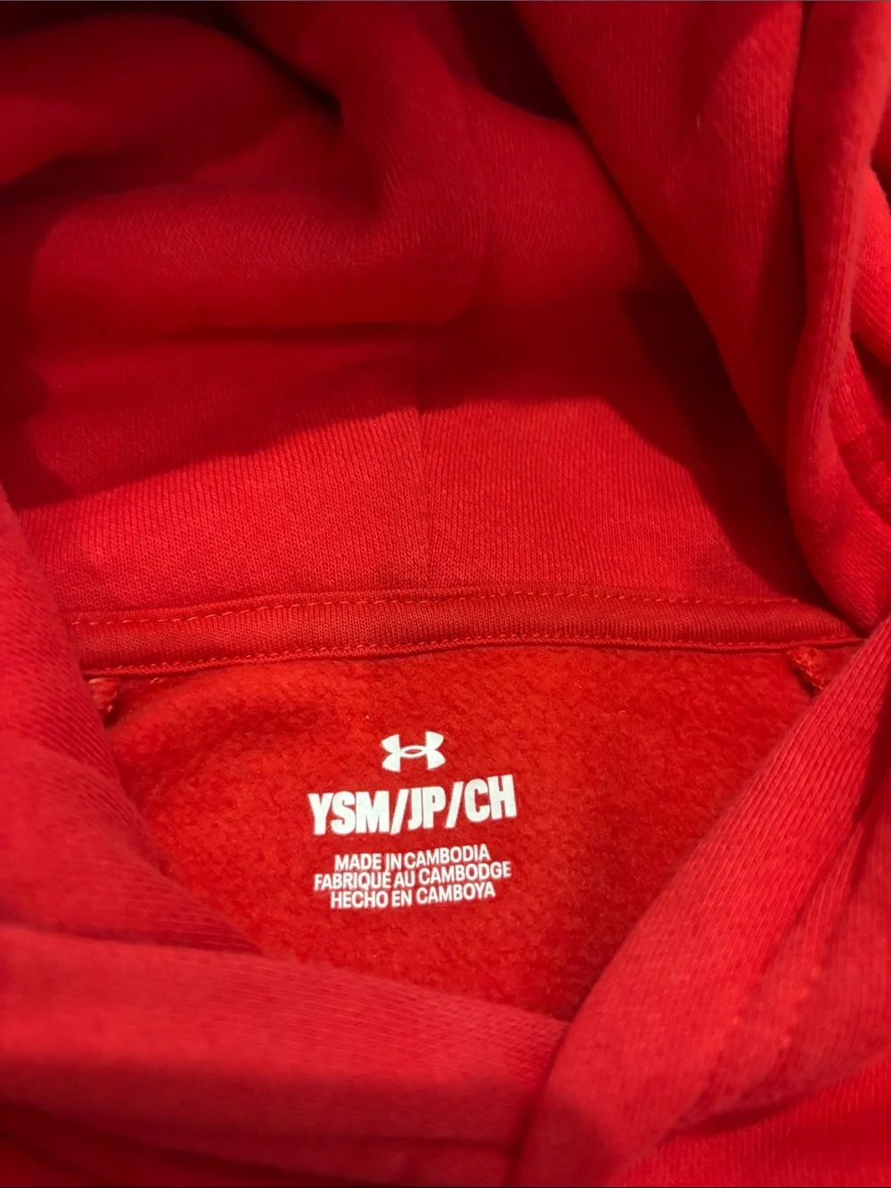 Kids Under Armour  Red Pullover Hoodie with Logo- size SMALL